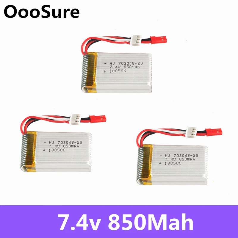 2pcs 7.4V 850mah RC LiPo Battery For UDI U829A U829X MJXRC X600 HQ 907 JST Plug