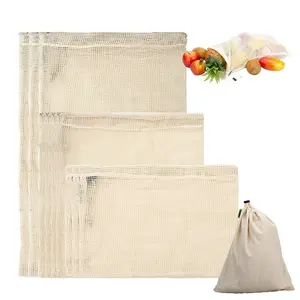 Многоразовые сетчатый мешок из хлопка дома кухня овощей сумки Pruduct фруктов и овощей хранения интимные аксессуары легко чистить S/M/L - изображение