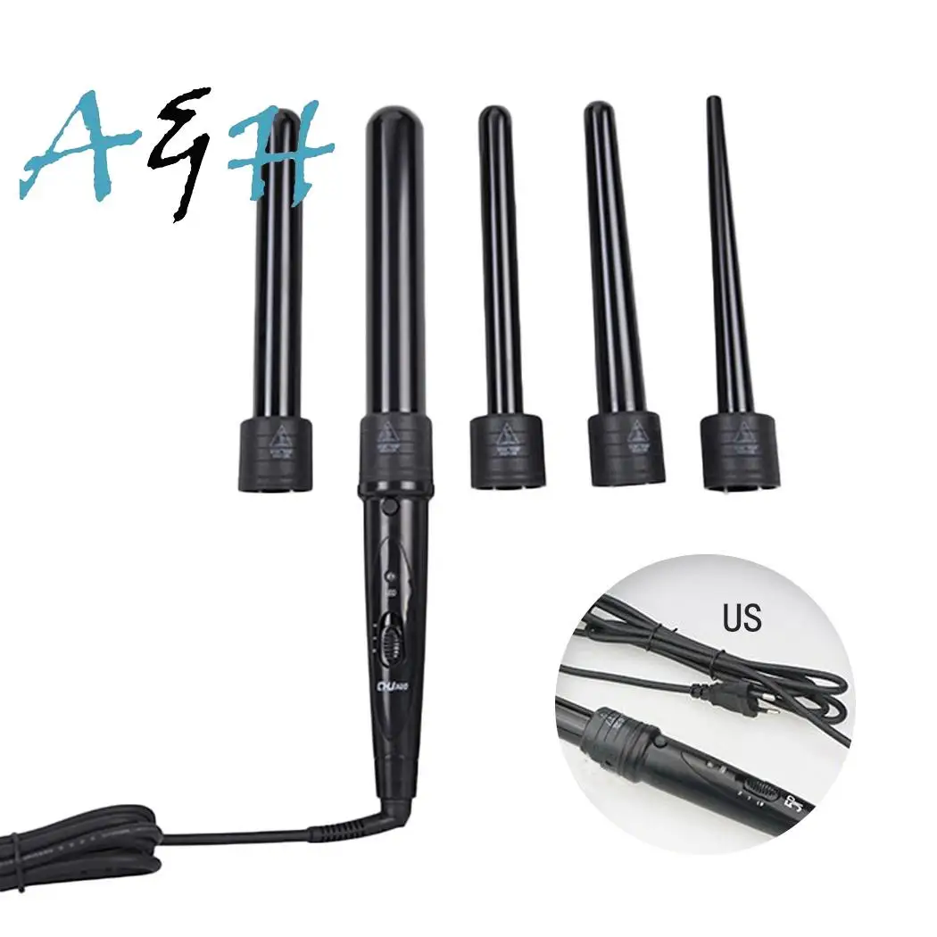 

5 In 1 Hair Curler Temperature 1(middle) 2(high). Control Ceramic Curling 9-32mm/0.35-1.26inch Wand With Glove