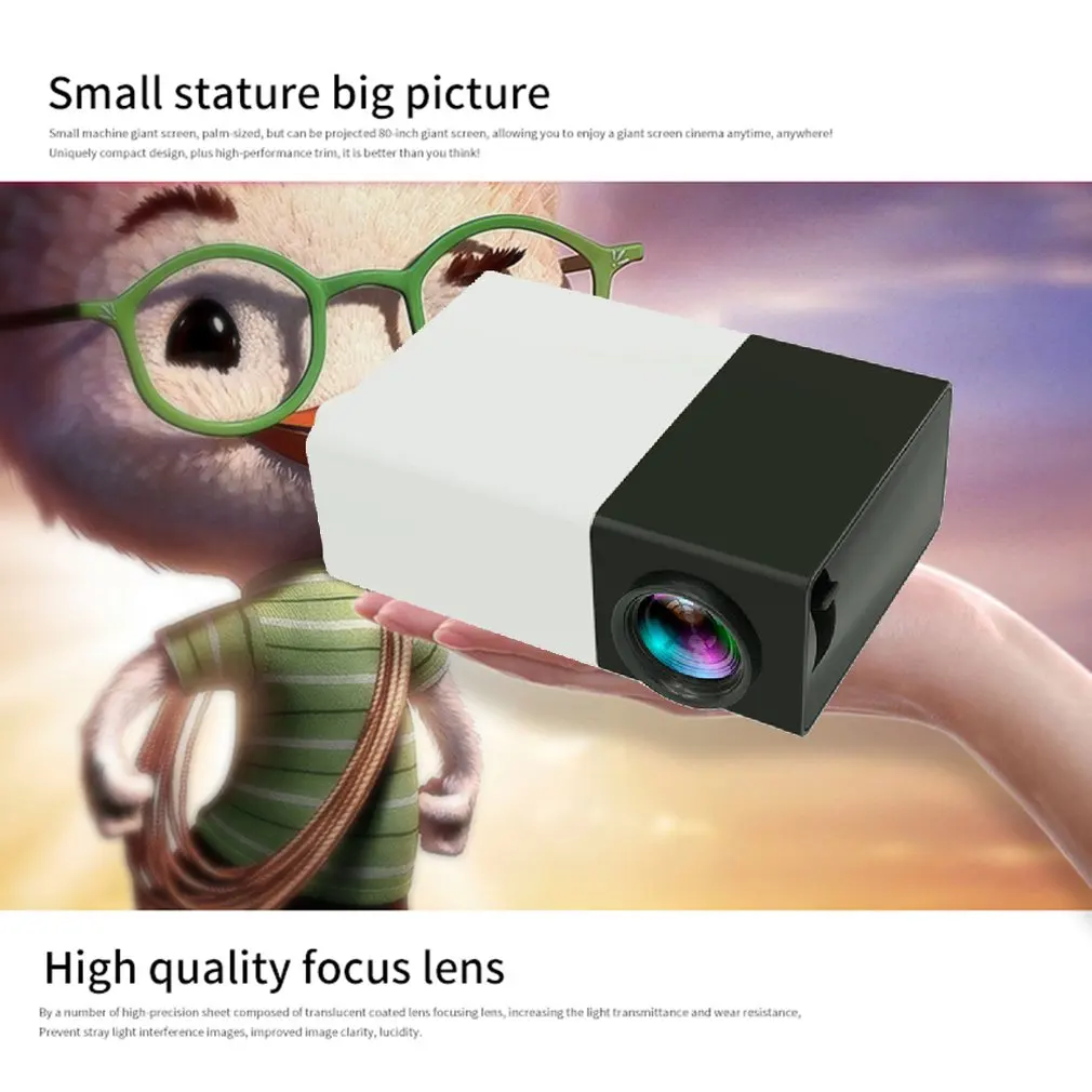 

YG300 Portable Mini Projector 600 Lumens YG300 320 x 240 Pixels Media Player Support 1080P HD LCD LED Projectors