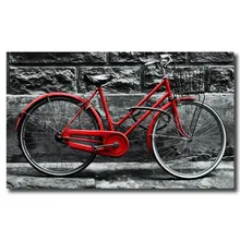 Vintage bicicleta roja en adoquines ciudad histórica en la lluvia HD arte lienzo póster pintura impresión de imagen de pared hogar dormitorio Decoración