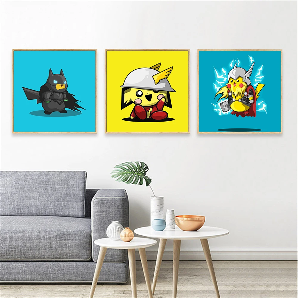 

Cartoon Picture Pokemon Characters Anime Marvel Superhero Posters and Prints Wall Pictures for Living Room decor Cuadros