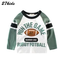 27 niños 2-9 AÑOS NIÑOS camisetas de algodón niños rugby camisetas de fútbol ropa de manga larga niños camisetas impresas bebé boy Tops