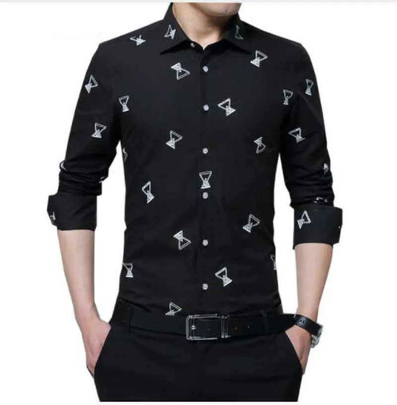 Качество печати Для мужчин s рубашки на пуговицах Slim Fit платье Для мужчин рубашки одежда с длинным рукавом Осень Social Club человек одежда Camisa Masculina