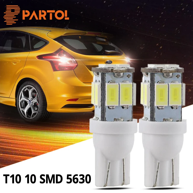 

Partol 2pcs Universal T10 10 W5W Led Bulbs Car Light SMD 5630 6000K Clearance Break Lights Turn Signal Lamps Reading Door Light