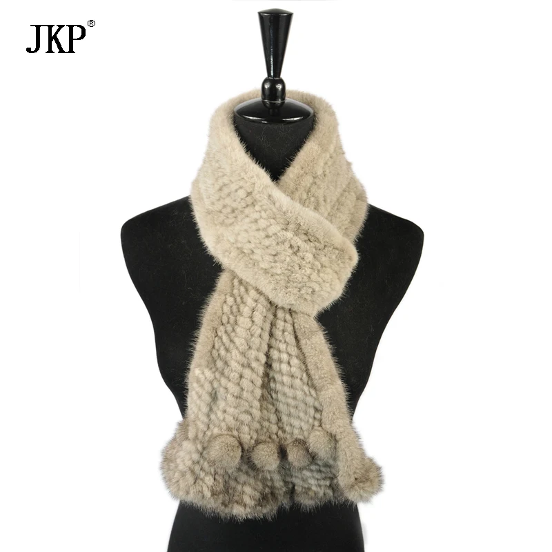

Women real Mink Fur Scarf Knitted Natural Mink Fur Scarves Fashion Knitted Shawl