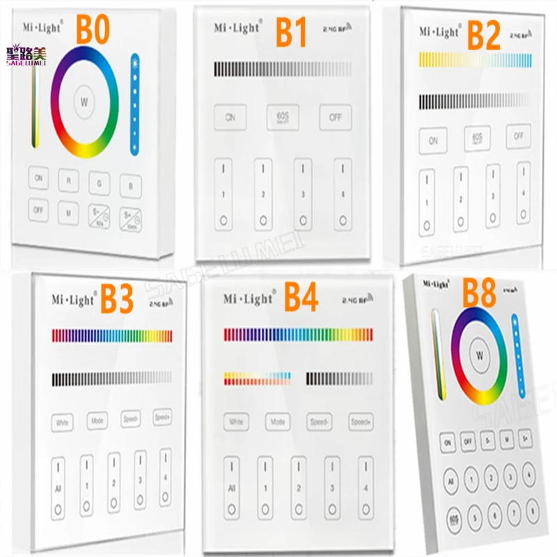Najtaniej Milight B0 B1 B2 B3 B4 B8 4 strefy 8 stref 2.4GHz bezprzewodowy wifi touch Panel ściemniacz RGBW RGB + wtc doprowadziły inteligentny pilot zdalnego sterowania