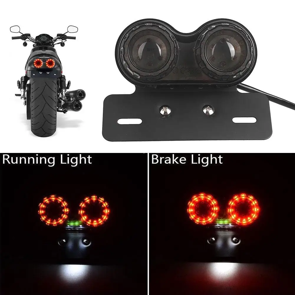 

Motorcycle LED Twin Dual Tail Turn Signal Brake Stop Light License Plate Lamp For ATVs, Dirt Bike, Custom Chopper, Cruiser Buggy