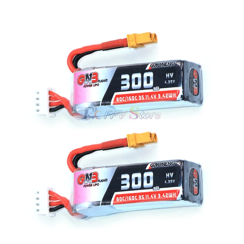 2 шт Gaoneng GNB 300mah 11,4 V 80C/160C HV LipoBattery с разъемом XT30 для BETAFPV Beta75X 3S Beta65X 2S Whoop дроны