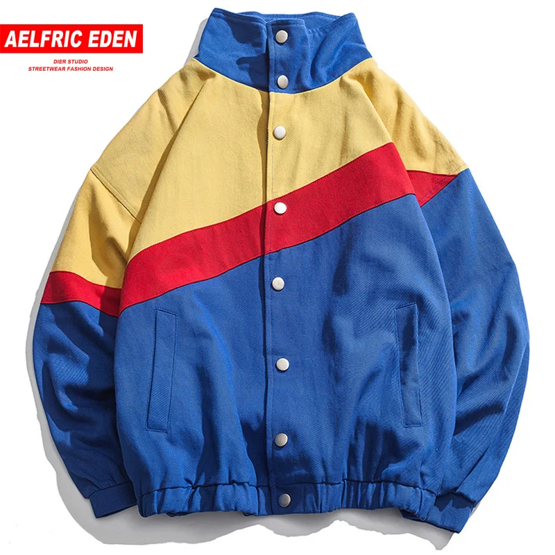 Aelfric Eden Color Block Patchwork Windbreaker Jackets 2018 Autumn Mens ...