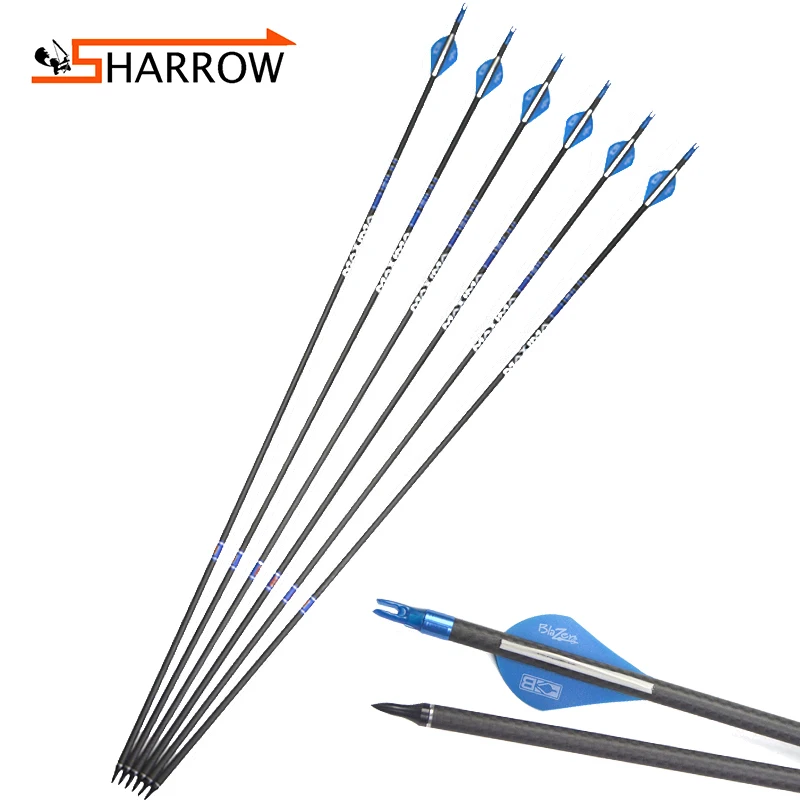 

6/9pcs New Archery Mix Carbon Arrow Spine 400 Bolt OD 7.6 mm Removable Arrowhead Hunting Accessory