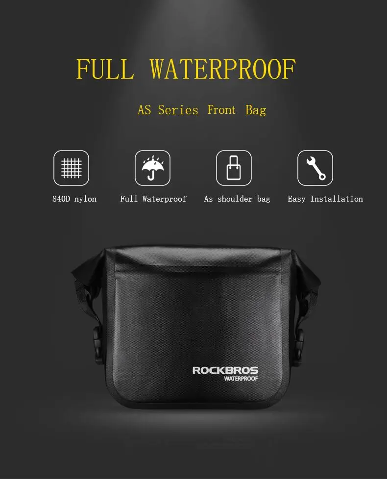 Excellent ROCKBROS Bike Bag Waterproof Handlebar Bag Bicycle Front Tube Bike Basket Shoulder Pack Riding Cycling Bag Bicycle Accessories 0