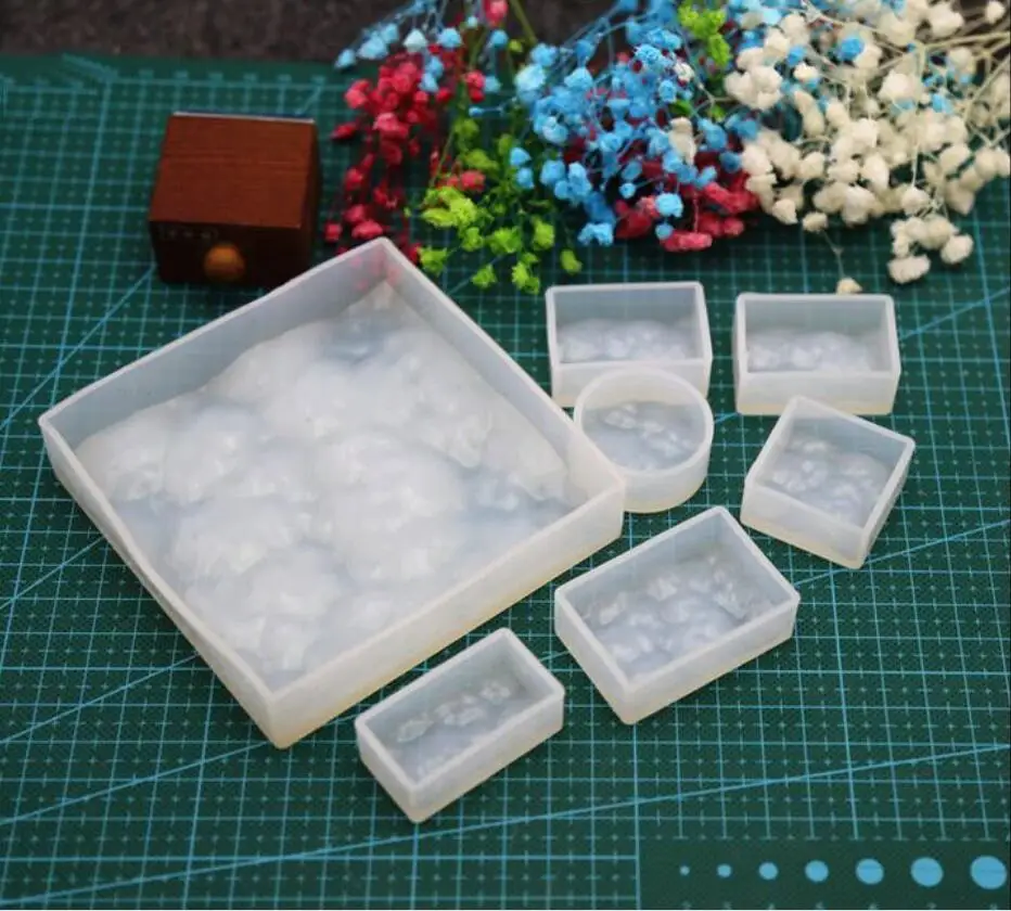 

7 Designs 3D Water Wave Silicon Mold Mould For Epoxy Resin Jewelry Beads Pendant Making DIY Craft