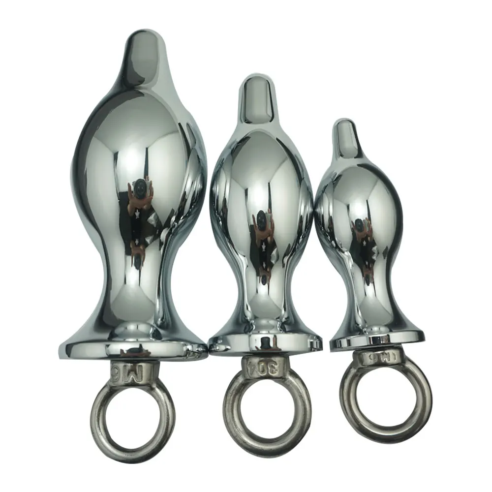 3pcs set Large medium small size pull ring Crystal Metal Anal plug Booty Silver Stainless steel Jewelry butt Sex toys | Красота и