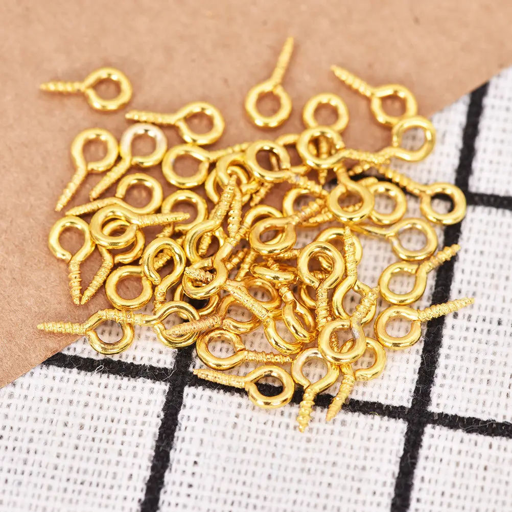 100PCSSmall Tiny Mini Eye Pins Eyepins Hooks Eyelets Screw Threaded