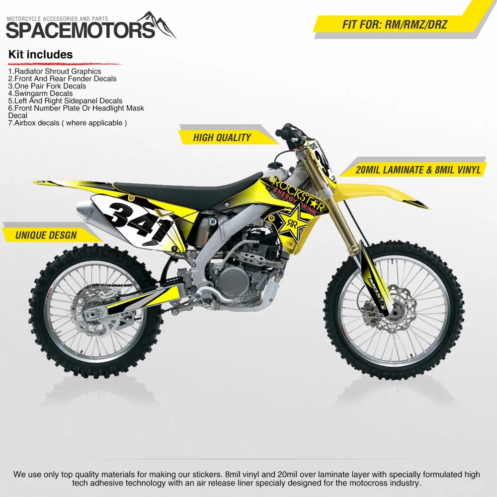 

Decal wrap sticker skin FOR RM RMZ Z DRZ 2004...2014 250 450 125 cc 2004-2014 year Motocross Rockstar