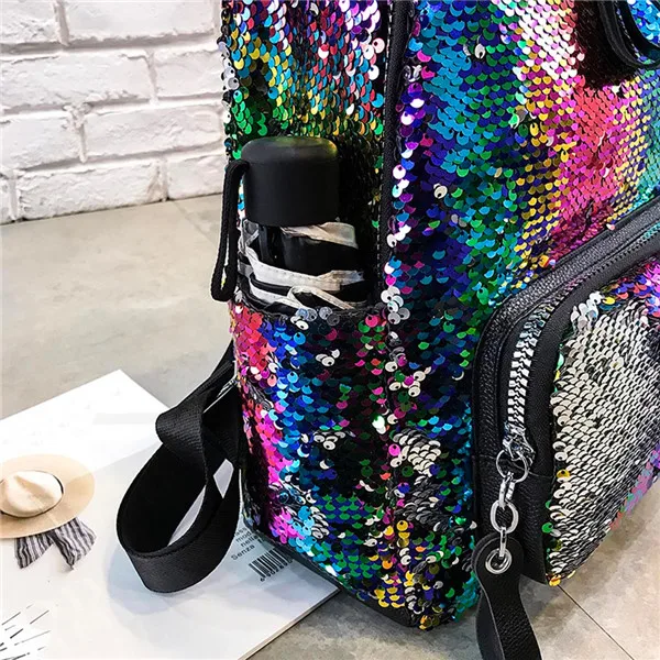 Maison Fabre Backpack Women Sequin Hit Color School Bag Backpack Student Satchel Travel Bag Backpack Mochila de dama