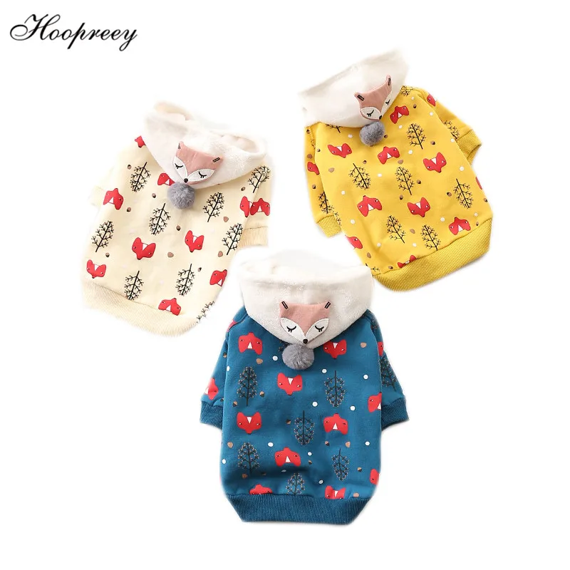 

New Arrival Fox Patterns Dog Clothes Fashion Warm Autumn Winter Hoodie for Small Puppy Chihuahua Yorkshire Terrier Pet Costumes