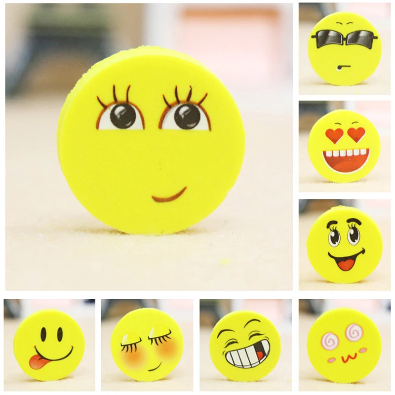 

20 Pcs/lot Smile Face Erasers Rubber For Pencil Kid Funny Cute Stationery Novelty Eraser Office Accessories School Supplies