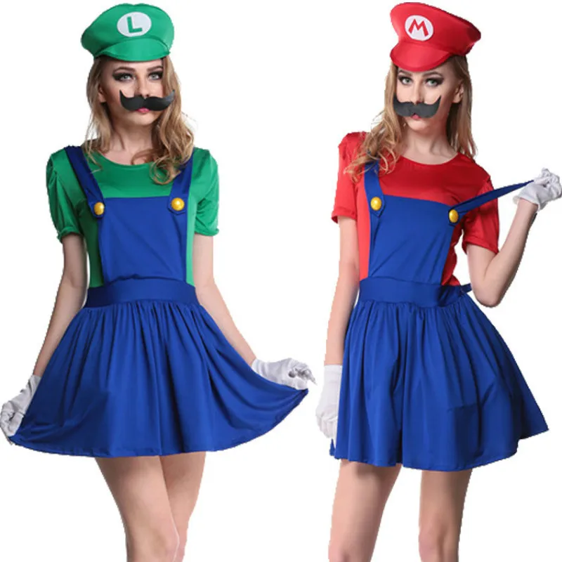 

Anime Super Mario Costume Women For Adult Bros Girl Funy Cosplay Mario Child Shirt Super Mario Halloween Costume Luigi Clothing
