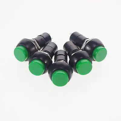 

5 x Green OFF-(ON) 2 Pin SPST 3A 125VAC Maintained 12mm Hole Push Button Switch