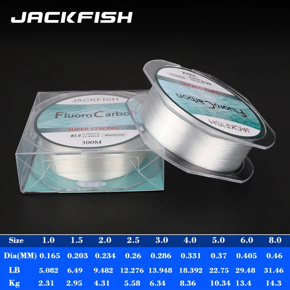 JACKFISH 300 M فلوريد خيط صنارة الصيد 4-32LB الكربون الألياف زعيم خط صنارة صيد السمك بذبابة الصيد الصناعية pesca