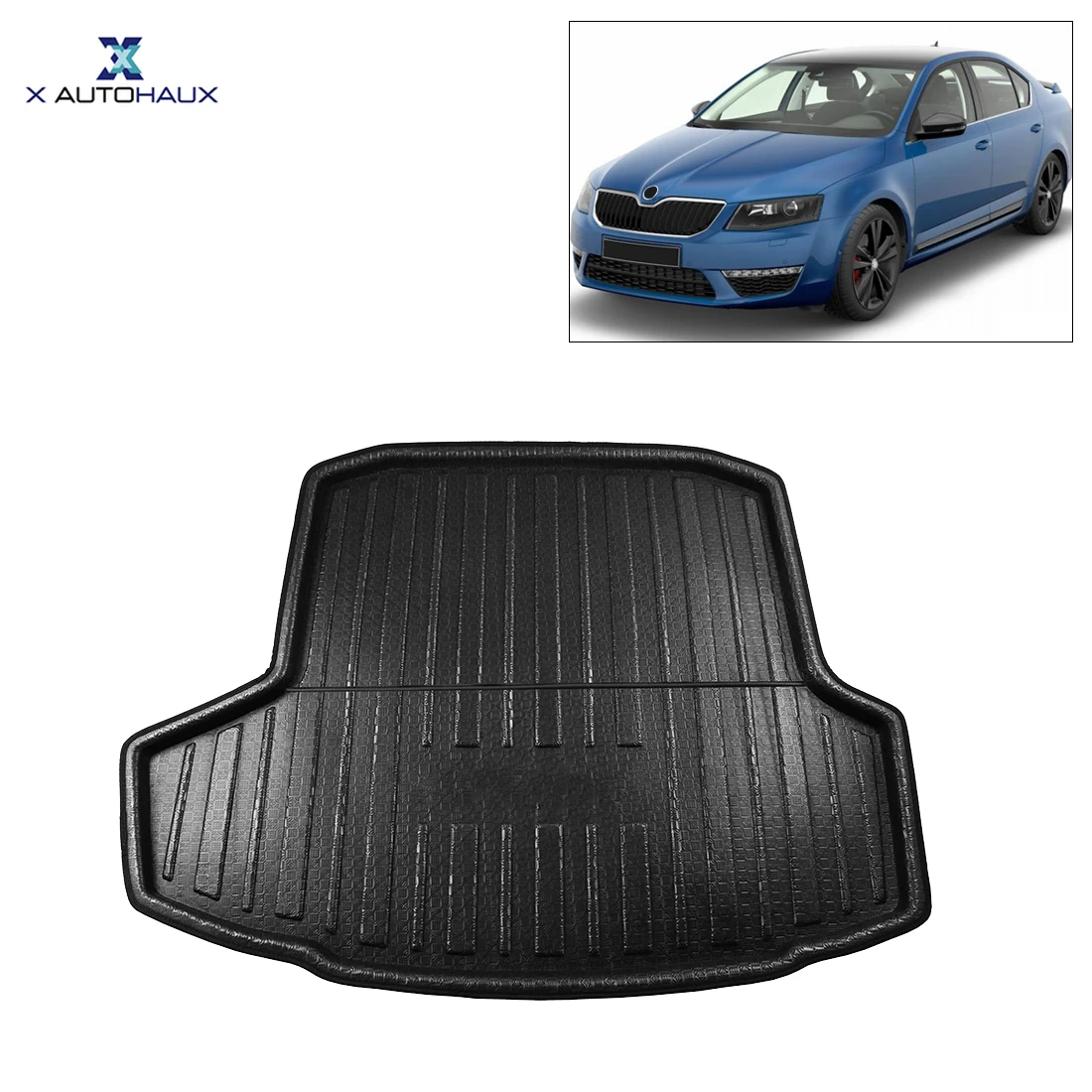 

X AUTOHAUX Car Rear Trunk Floor Mat Cargo Boot Liner Carpet for Skoda Octavia MK3 14-18