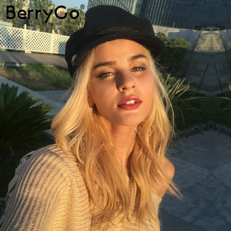 Женская Повседневная Уличная шапка BerryGo черная на сплошной канат элегантная