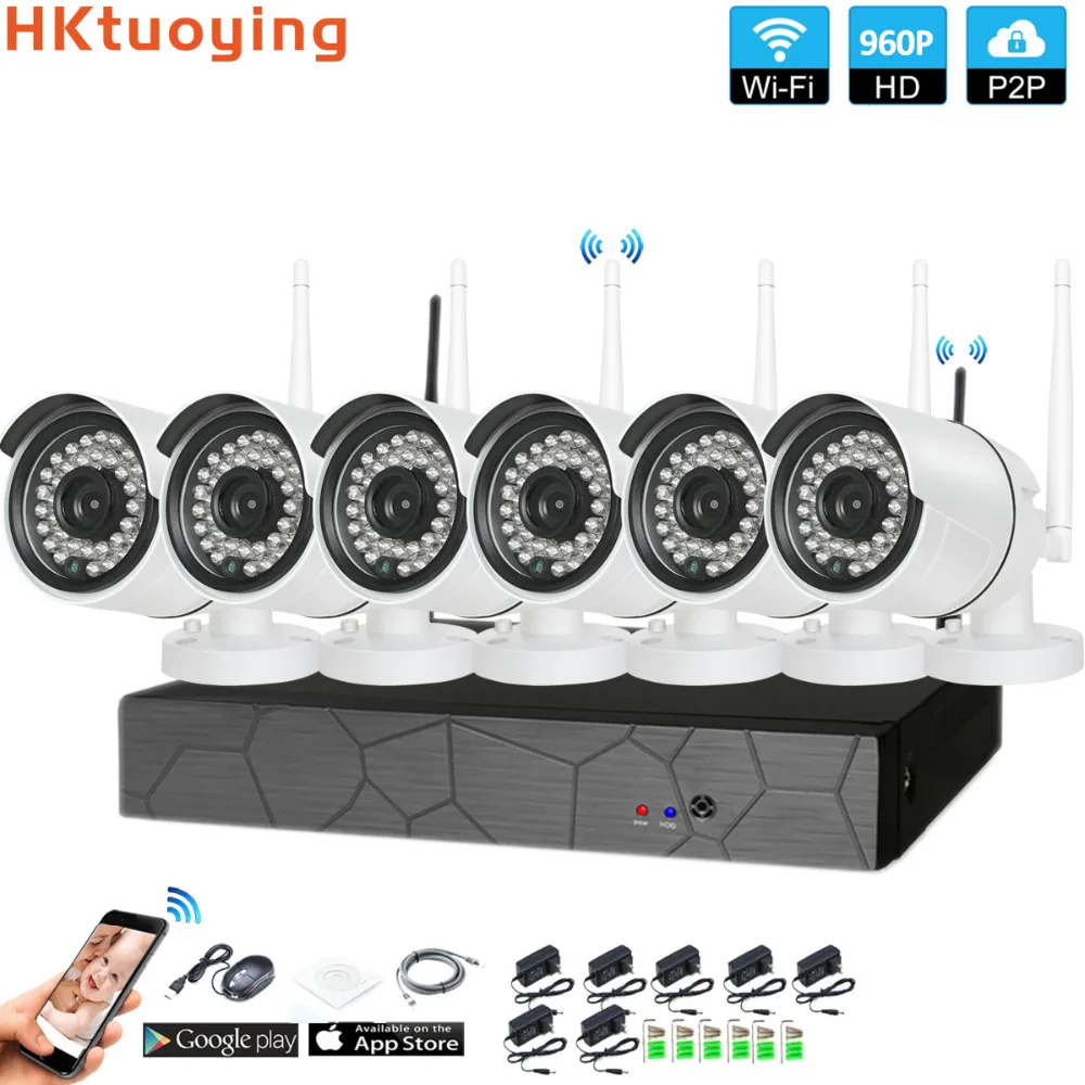 

Plug and Play 6CH 1080P HD Wireless NVR Kit P2P 960P Indoor Outdoor IR Night Vision Security 1.3MP IP Camera WIFI CCTV System