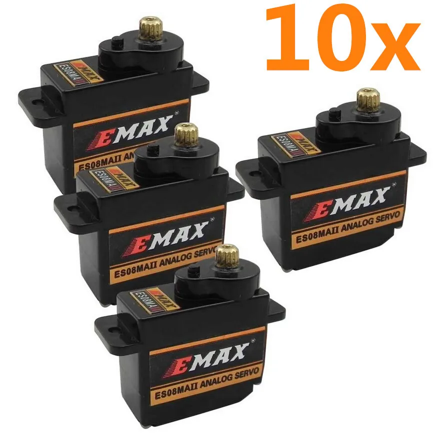 10 шт. сервопривод Emax двигатель 2 кг Turque ES08MA II с металлической шестерней JR для RC