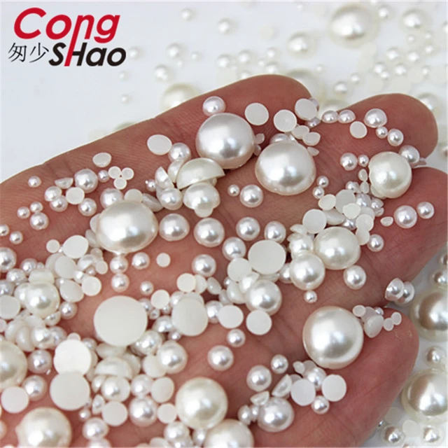 Pearl Imitation Beads Half, Pearl Rhinestones Flatback