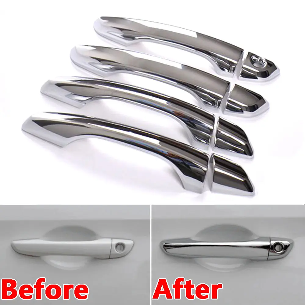 Chrome Door Handle Trim Set Covers W// Keyless Entry To Fit Renault Clio IV 12+