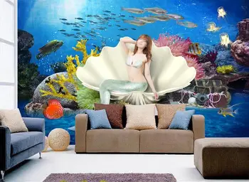 

3d wallpaper custom mural non-woven 3d room wallpaper 3d undersea world mermaid background wall photo 3d wall murals wallpaper