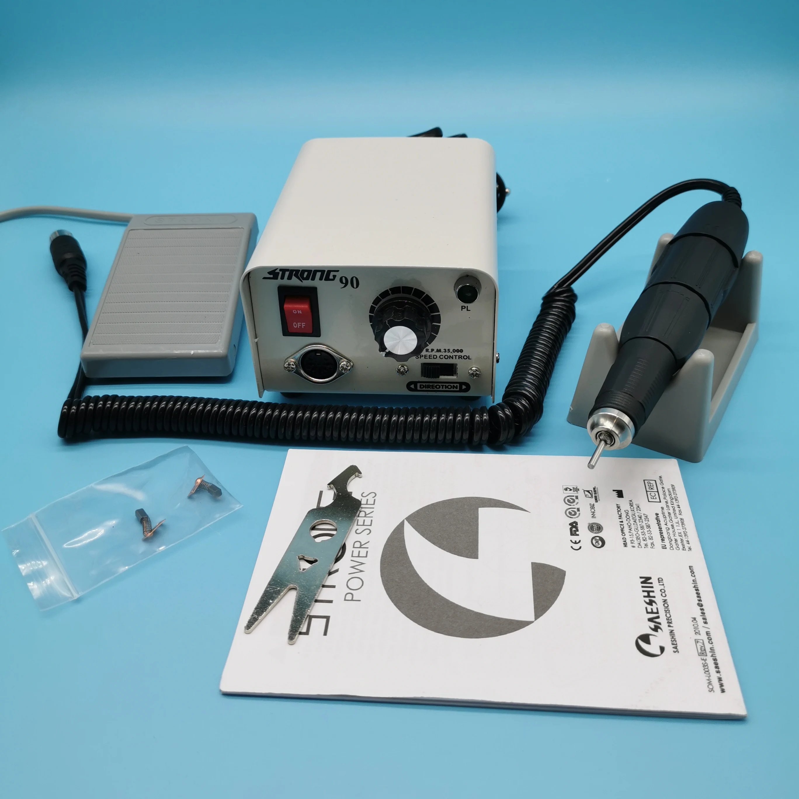 

1 set 65W Strong 90 control box & Strong 210 102L black Micro Motor Handpiece Electric Nail Drill Machine Nail Polishing tool