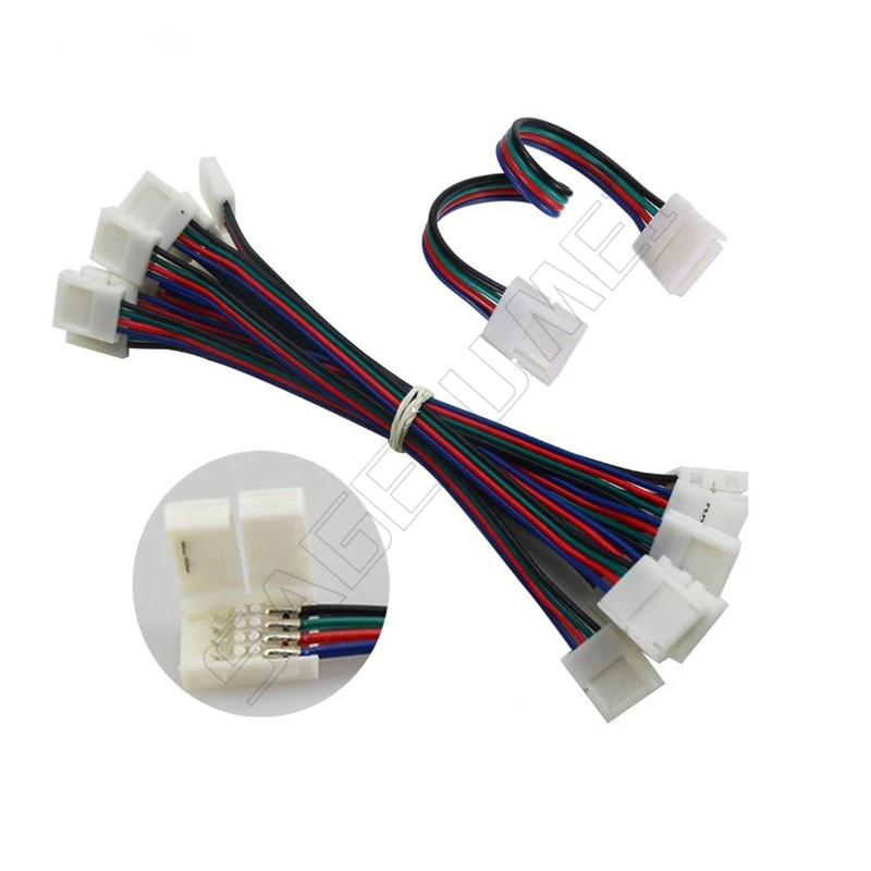 

Free shipping 100pcs 4-Pin connecting corner led Strip Connector PCB Adapter for 10mm 5050 3528 RGB LED SMD Light Strip
