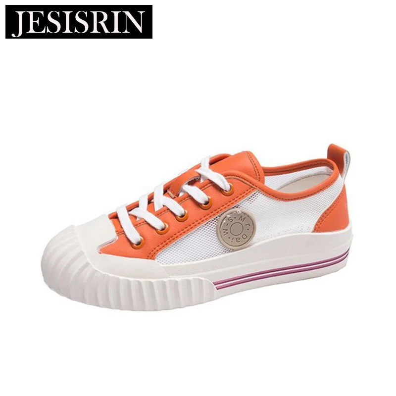 

Korean version of biscuit shoes female 2019 summer thick bottom flat casual mesh canvas shoes net red with the shoes