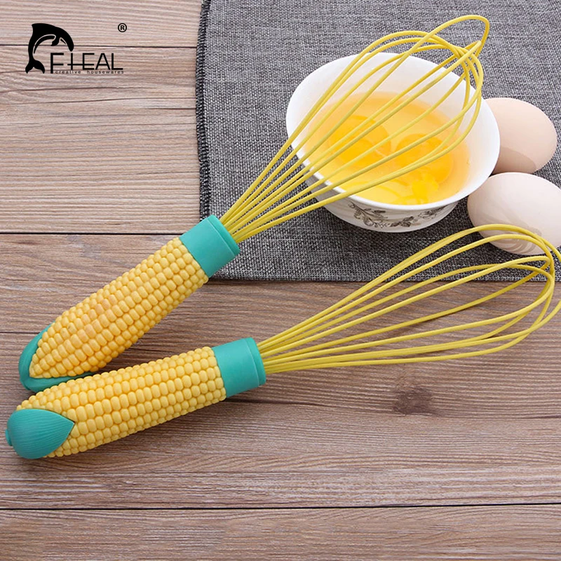 FHEAL 1Pc Hand Mixer Egg Beater Silicone Manual Egg Stirring Tools Corn