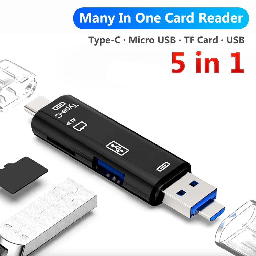 5 в 1 Многофункциональный Micro usb type C TF считыватель карт OTG адаптер для Android PC хорошего качества