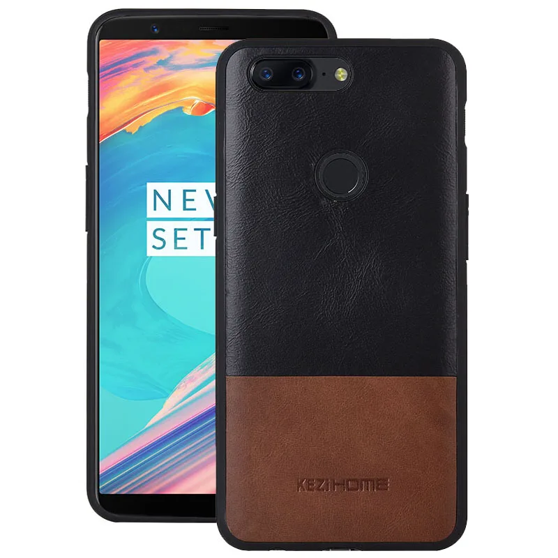 

Kezihome For Oneplus 5T back cover case ONE PLUS 5T Soft Slim Stitching Genuine Leather PHONE CASE Luxury