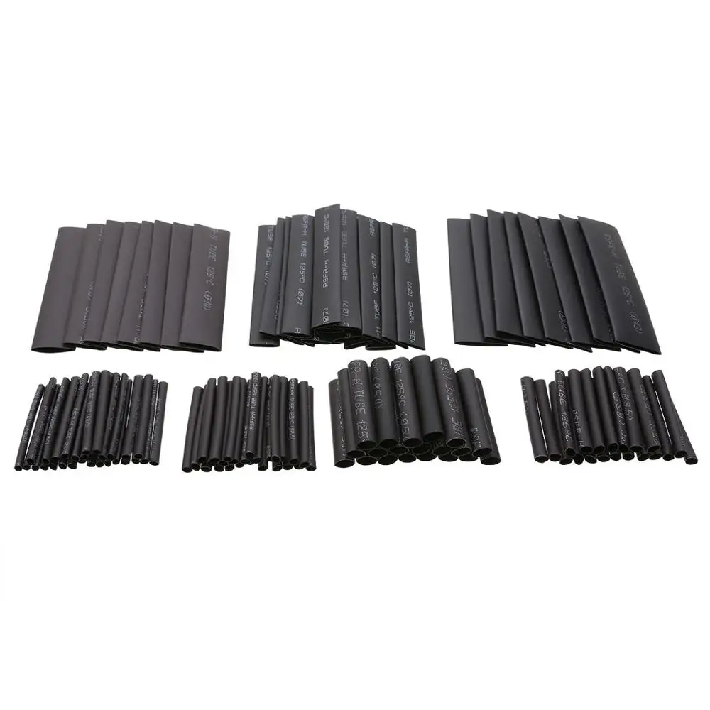 black 127pcs bag Многоцветный/черный полиолефин усадки Ассорти термоусадочные трубчатый электрод кабель трубчатая Изоляция термоусадочные комплект трубок Термоусадочная трубка термоусадки термоусадка - Цвет: black 127pcs bag