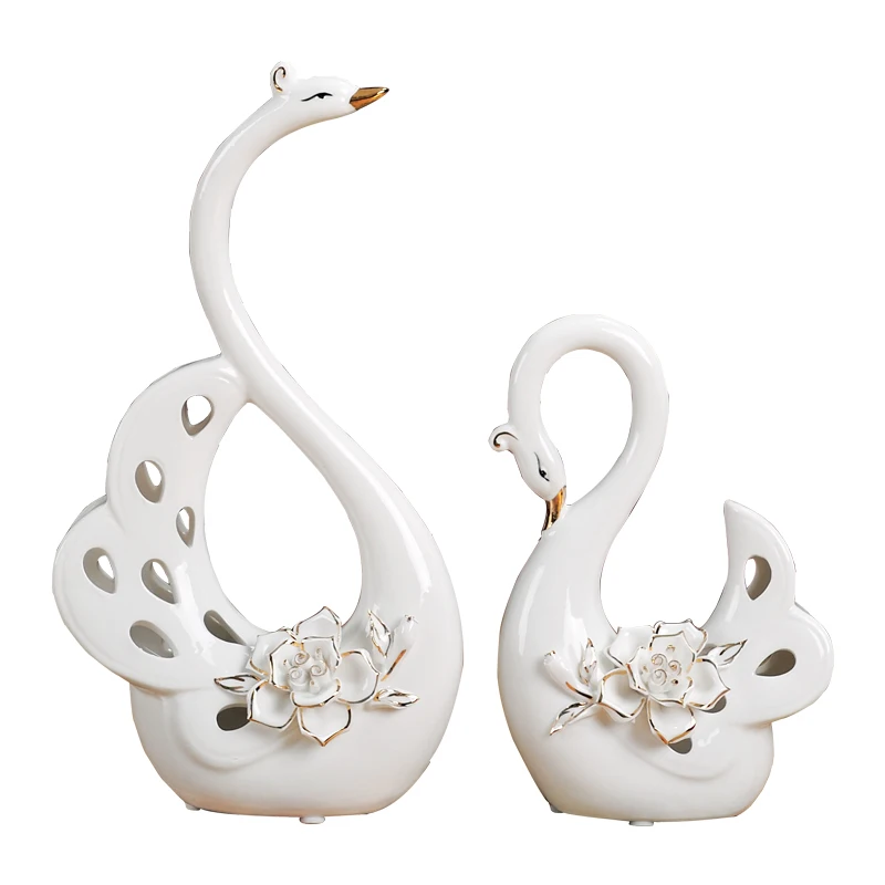 OUSSIRRO пара белые влюбленные Лебеди домашний Декор Керамические изделия фарфоровые фигурки животных Свадебные украшения подарок для влюбленных W3075