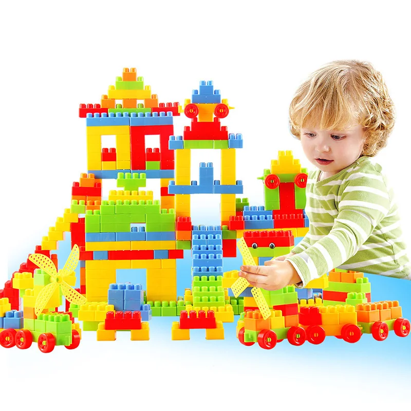 SLPF New Children Large Particles Building Blocks Toys Plastic Spell Insert Building Brick Baby Education Assembling 2