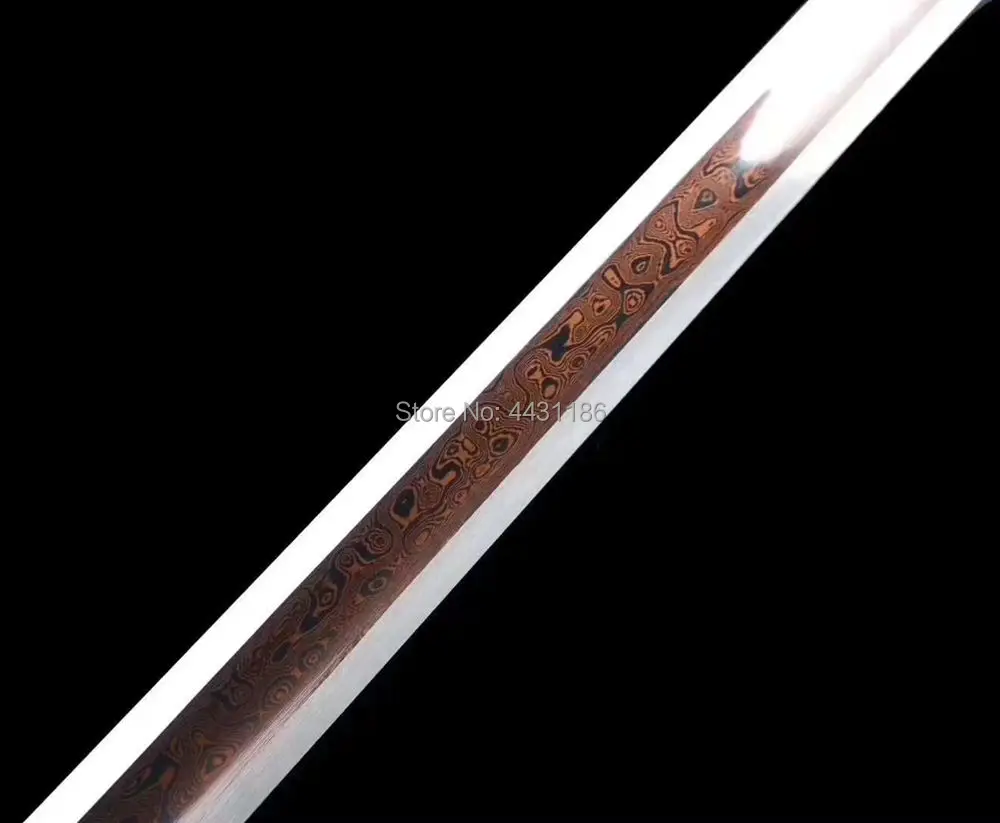 Tradition Handmade Chinese Han Dynasty KungFu Battle Dao Sword Saber Red Damascus Steel Sharp Handmade Asia Knife
