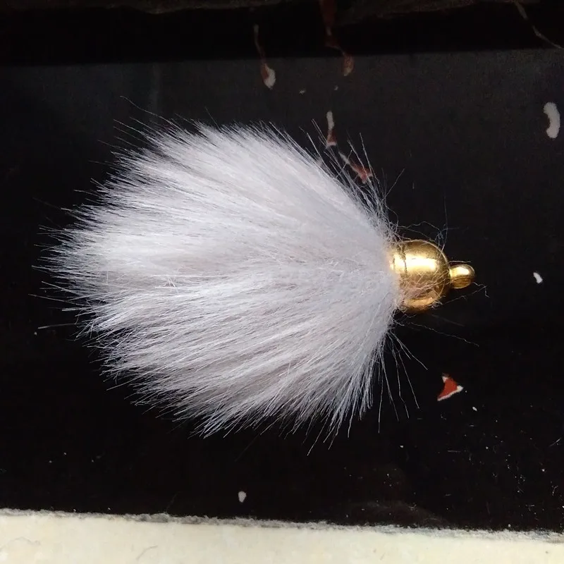 

12pcs Fake Rabbit Fox fur Pompon Gold Cap Pendant for Earrings Chain Bag Chain Curtain Tassel Mini Pendant Small Handmade Carfts