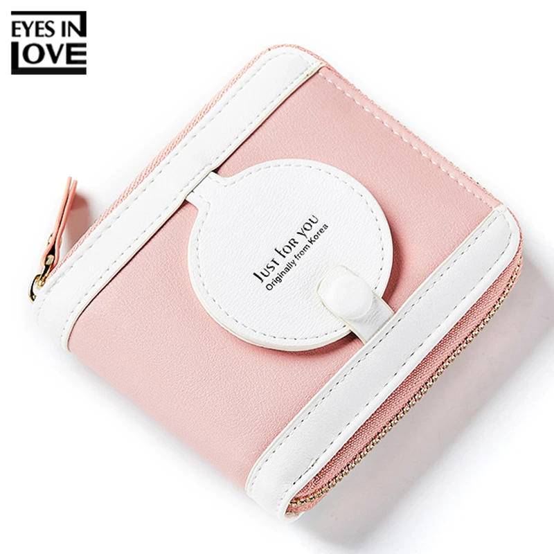 

EYES IN LOVE Brand Designer Free Mirror Women Wallets Zipper Coin Purse Short Female Card Wallet Mini Ladies Purses