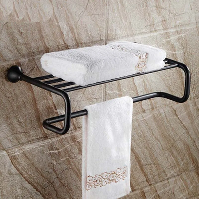 Oil Rubbed Bronze Wall Mounted Bathroom Towel Rack Holder Shelf Towel