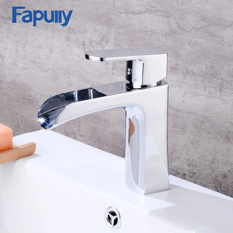 

Fapully Waterfall Bathroom Faucet Single handle Basin Mixer Tap Bath Basin Faucet
