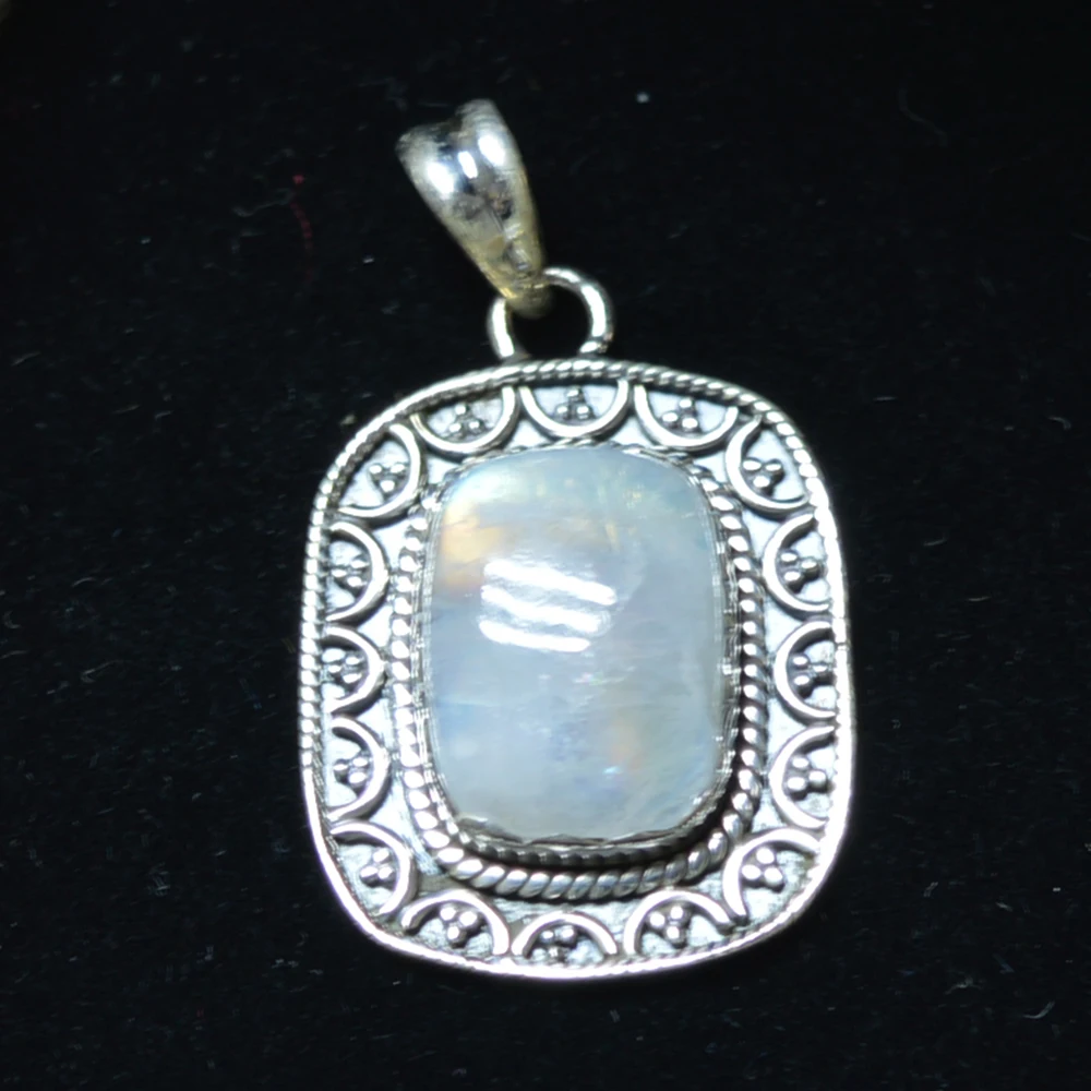 

Genuine Blue Fire Moonstone Pendant 925 Sterling Silver, 37.4 mm, MHBAP4613
