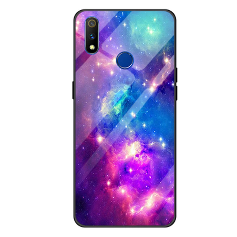 Для OPPO Realme 3 pro Чехол 3pro звездная звезда закаленное стекло+ ТПУ Край жесткий чехол s для OPPO Realme3 pro стеклянный чехол