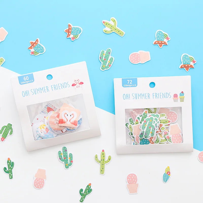 

Creative Cactus Flamingo Sakura Paper Sticker Kawaii Planner Scrapbooking Stickers Stationery School Supplies Kids Gift